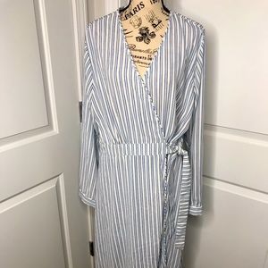 Pin Stripped Blue & White Wrap Dress